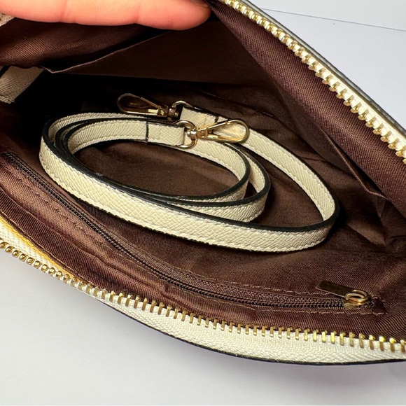 Plaid Checkered Academia Preppy Beige Clutch Strap Crossbody Purse - Picture 7 of 9